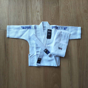 Ippongear single weave kids judo gi with blue embroidery